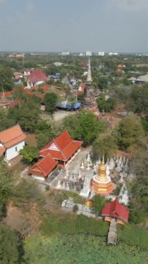 Tarih şehri Ayutthaya, Tayland. Havadan