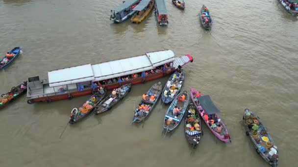 Cai Rang Πλωτή Αγορά Στο Δέλτα Mekong Στο Βιετνάμ — Αρχείο Βίντεο