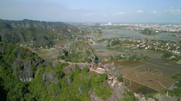 Aerial View Hang Mua Viewpoint Ninh Binh Vietnam — Stock video