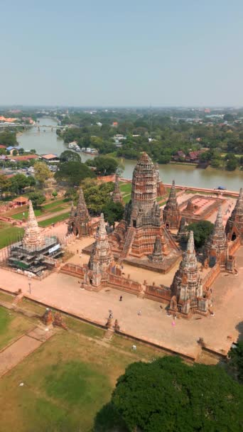 Historyczne Miasto Ayutthaya Tajlandia Antena — Wideo stockowe