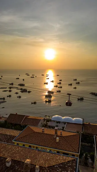 Malowniczy Widok Łodzie Rybackie Wyspie Phu Quoc Zachodzie Słońca Wietnam Zdjęcie Stockowe