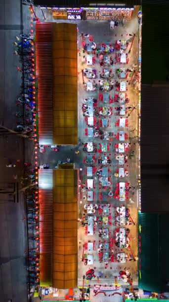 Luchtfoto Timelapse Van Overnachting Straatvoedsel Pattaya Thailand — Stockvideo