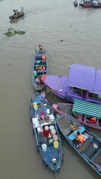 Mercato Galleggiante Cai Rang Nel Delta Del Mekong Vietnam — Video Stock