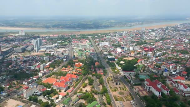 Laos Başkenti Vientiane Havadan Görünüşü — Stok video