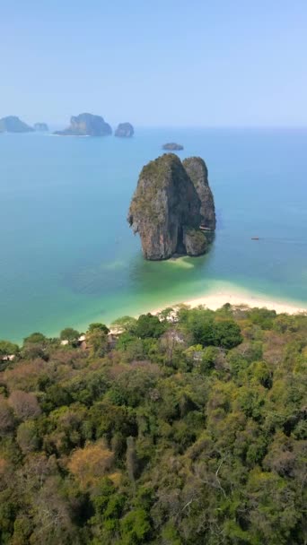 Vista Aérea Phra Nang Beach Península Railay Krabi Tailandia — Vídeos de Stock