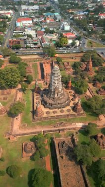 Tarih şehri Ayutthaya, Tayland. Havadan