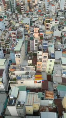 Ho Chi Minh City Saigon, Vietnam 'daki kentsel binaların hava görüntüsü.