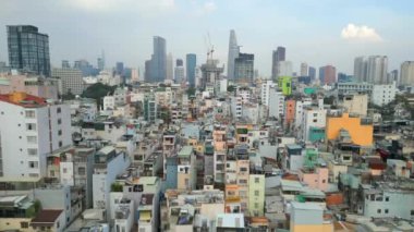 Kentsel binaların ve Ho Chi Minh şehrinin gökyüzü manzarası, Vietnam