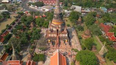 Tayland 'ın tarihi Ayutthaya kentinin havadan görünüşü