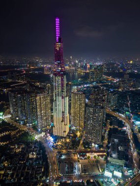 Aerial view of Ho Chi Minh City skyline at night, Vietnam clipart