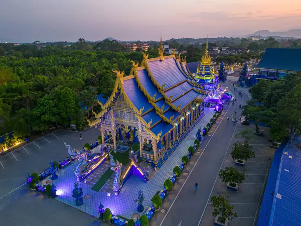 Chiang Rai 'deki Mavi Tapınak' ın Sunset, Tayland 'daki hava görüntüsü