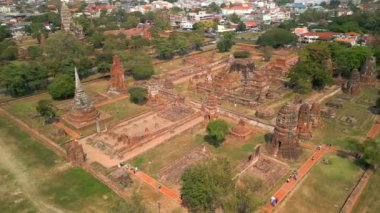 Tayland 'ın tarihi Ayutthaya kentinin havadan görünüşü