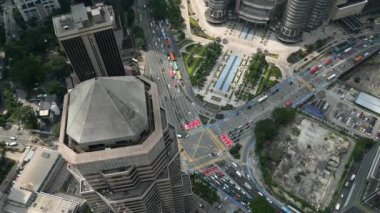 Kuala Lumpur, Malezya şehir merkezindeki sabah trafiğinin hava görüntüsü