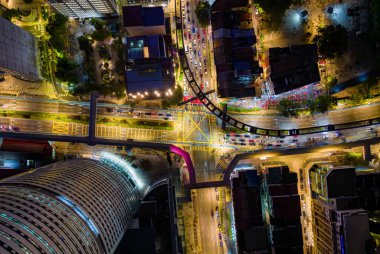Kuala Lumpur, Malezya 'da Akşam Trafiğinin Hava Görüntüsü