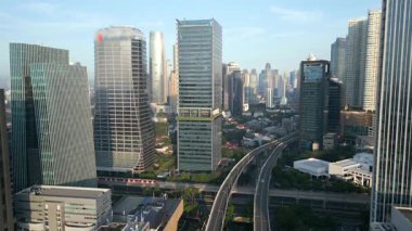 Endonezya 'nın Jakarta kentindeki şehir trafiğinin hava görüntüsü