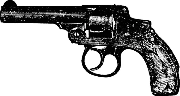 Smith Wesson Hammerless Revolver Vintage Engraving Old Vintage Engraving Smith — Vettoriale Stock