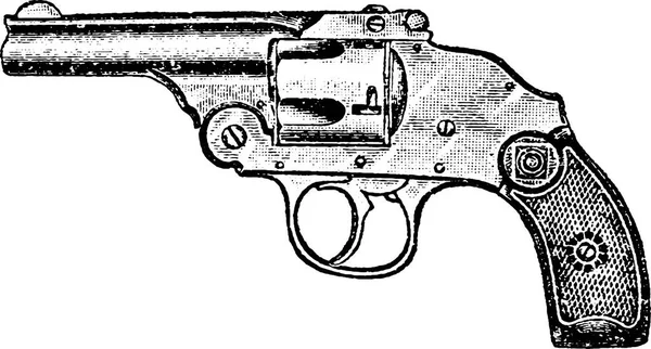 Caliber Hammerless Harrington Richardson Revolver Vintage Engraving Old Engraved Illustration — Vetor de Stock