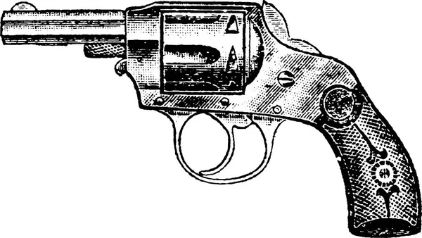 Caliber Double Action Harrington Richardson Revolver Vintage Engraving Old Engraved — Vettoriale Stock