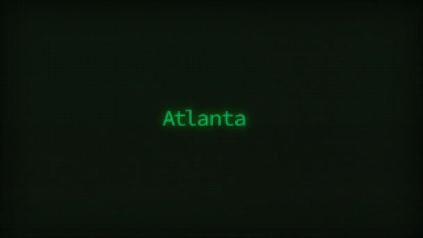 复古计算机编码文字动画打印亚特兰大 Crt监视器风格 高质量的4K镜头 — 图库视频影像