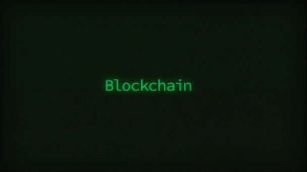 Retro Computer Coding Text Animation Typing Blockchain Crt Monitor Style — Video Stock