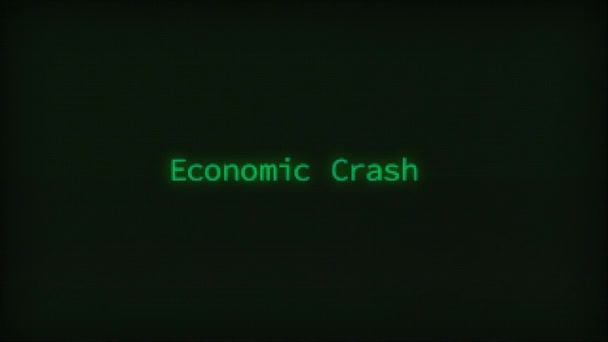 Retro Datorkodning Text Animation Skriva Ekonomisk Krasch Crt Monitor Style — Stockvideo
