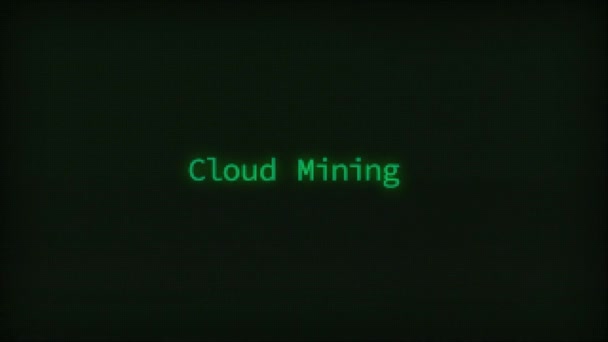 Retro Computer Coding Text Animation Typing Cloud Mining Crt Monitor — Video Stock