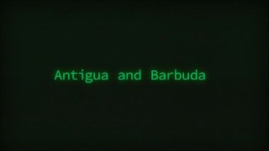 Retro Computer Coding Text Animation Typing Antigua and Barbuda, CRT Monitor Style