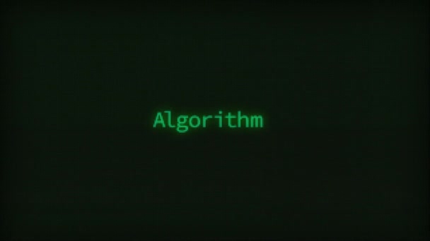 Алгоритм Ввода Текста Анимации Ретро Компьютерного Кодирования Стиль Монитора Crt — стоковое видео