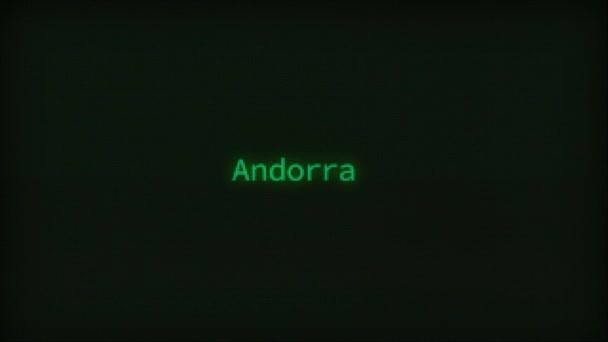 Retro Computer Coding Text Animation Typing Andorra Crt Monitor Style — Video Stock