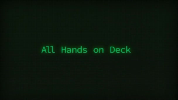 Retro Computer Coding Text Animation Typing All Hands Deck Crt — Stockvideo