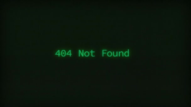 Retro Computer Coding Text Animation Typing 404 Found Crt Monitor — Vídeos de Stock
