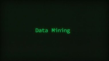 Retro Computer Coding Text Animation Typing Data Mining, CRT Monitor Style
