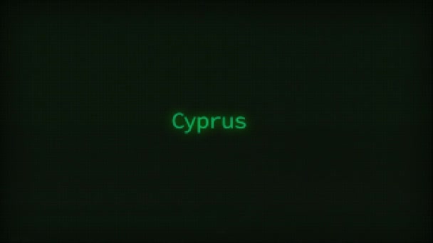 Retro Computer Coding Text Animation Typing Cyprus Crt Monitor Style — Stock Video