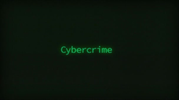 Retro Computer Coding Text Animation Typing Cybercrime Crt Monitor Style — Stock Video