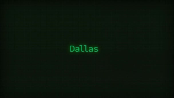 Retro Computer Coding Text Animation Typing Dallas Crt Monitor Style — Αρχείο Βίντεο