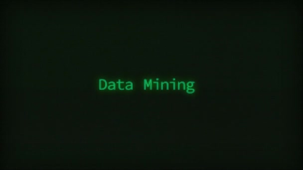Retro Computer Coding Text Animation Typing Data Mining Crt Monitor — Stockvideo