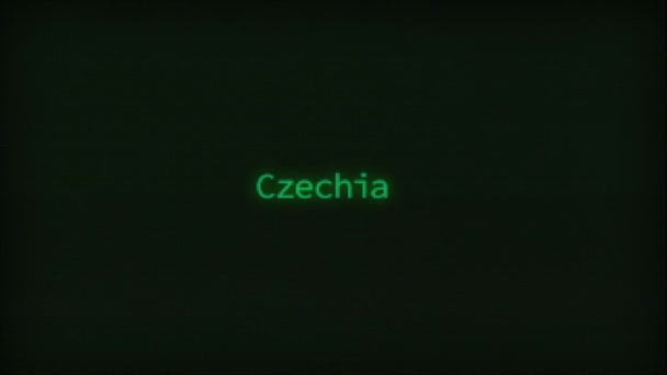 Retro Computer Coding Text Animation Typing Czechia Crt Monitor Style — Vídeo de Stock
