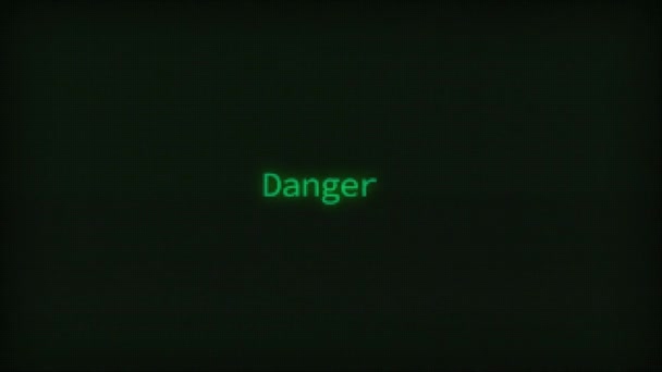Retro Computer Coding Text Animation Typing Danger Crt Monitor Style — Video Stock