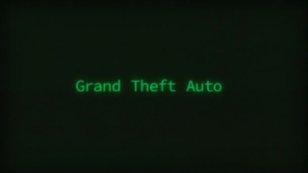 Retro Computer Coding Text Animation Typing Grand Theft Auto Crt — Vídeos de Stock