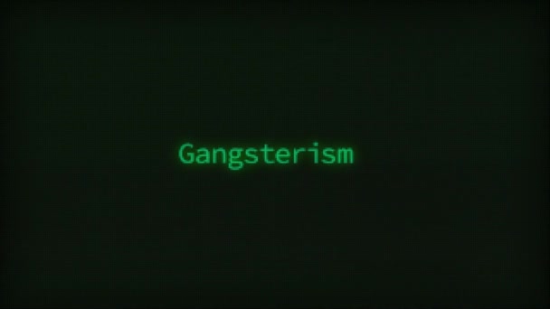 复古计算机编码文本动画键入Gangsterism Crt监视器样式 — 图库视频影像