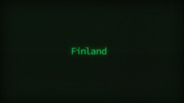 Retro Computer Coding Text Animation Typing Finland, CRT Monitor Style