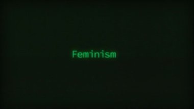 Retro Computer Coding Text Animation Typing Feminism, CRT Monitor Style