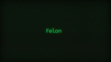 Retro Computer Coding Text Animation Typing Felon, CRT Monitor Style