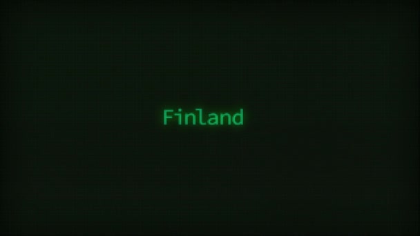 Retro Computer Coding Text Animation Typing Finland Crt Monitor Style — Stock Video