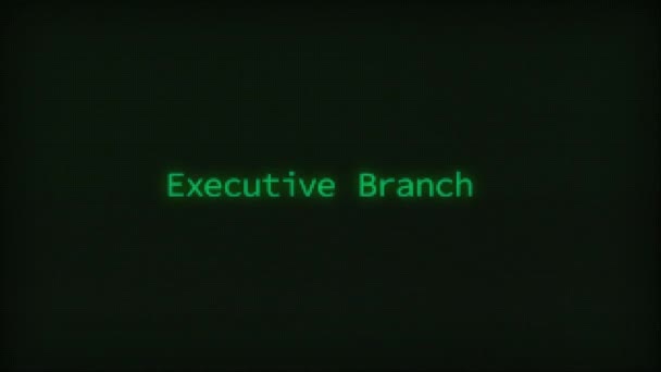 Retro Computer Coding Text Animation Typing Executive Branch Crt Monitor — Stockvideo
