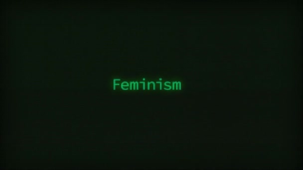 Retro Computer Coding Text Animation Typing Feminism Crt Monitor Style — Vídeo de stock