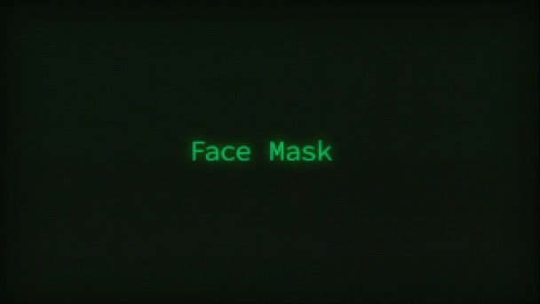 Retro Computer Coding Text Animation Typing Face Mask Crt Monitor — Stock Video