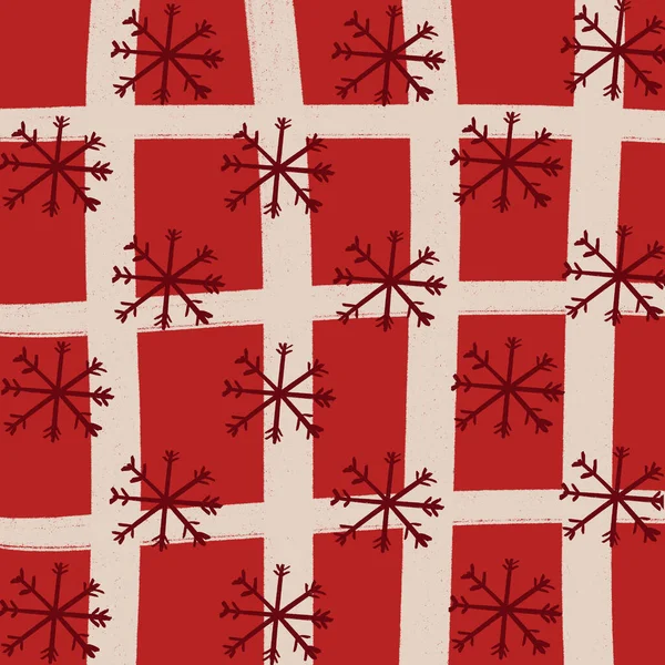 Red Grid Snow Christmas Background Wallpaper Texture — Stock Photo, Image