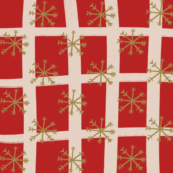 Rotes Gitter Schnee Weihnachten Hintergrund Tapete Textur — Stockfoto