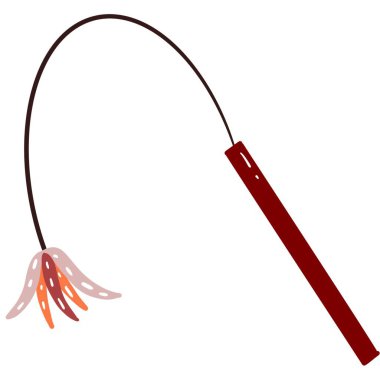 Kancalı kırmızı olta, vektör illüstrasyon kedi oyuncağı